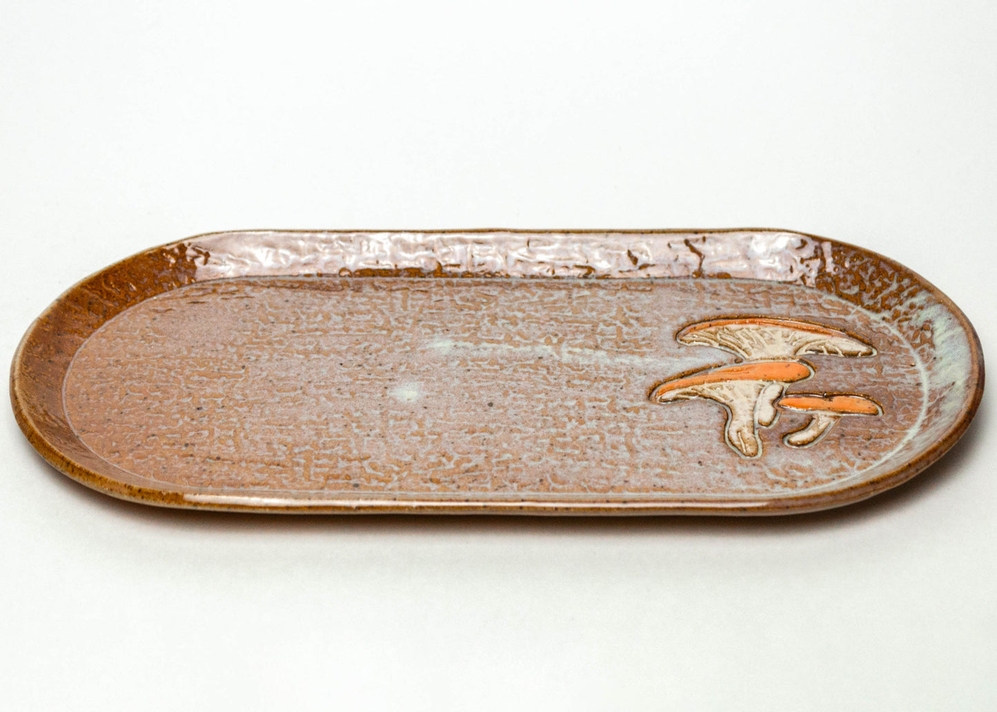 Jack-O'-Lantern Mushroom Brown 10" Stoneware Platter