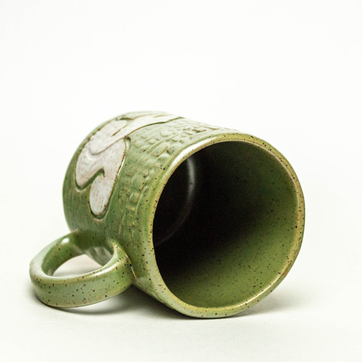 White Squirrel on Green Stoneware 14oz Mug