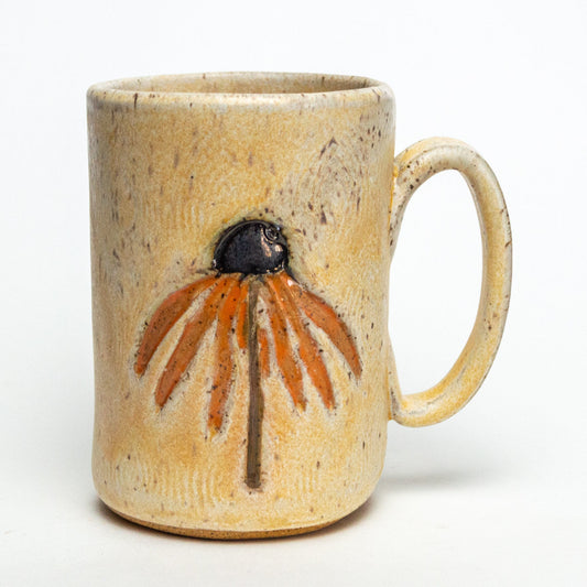 Orange Cone Flower Beige 14oz Mug
