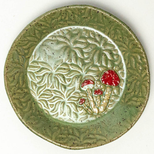 Mushroom Green Stoneware Round Trinket Dish