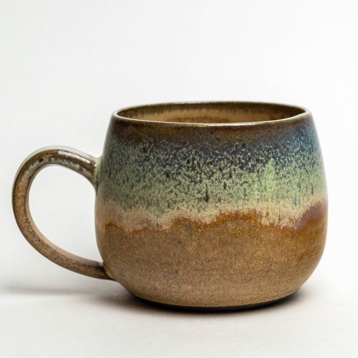 Green Hand-thrown Chocolate Clay Stoneware Ceramic 16oz Mug