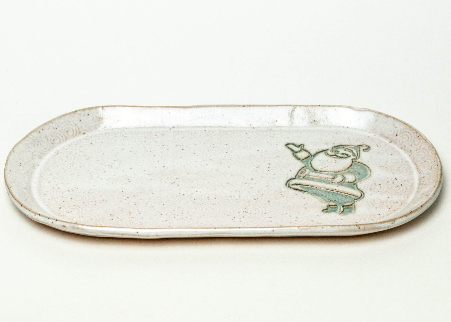 Green Santa White Stoneware 10" Platter