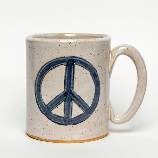 Black Peace Sign on White Stoneware 12oz Mug