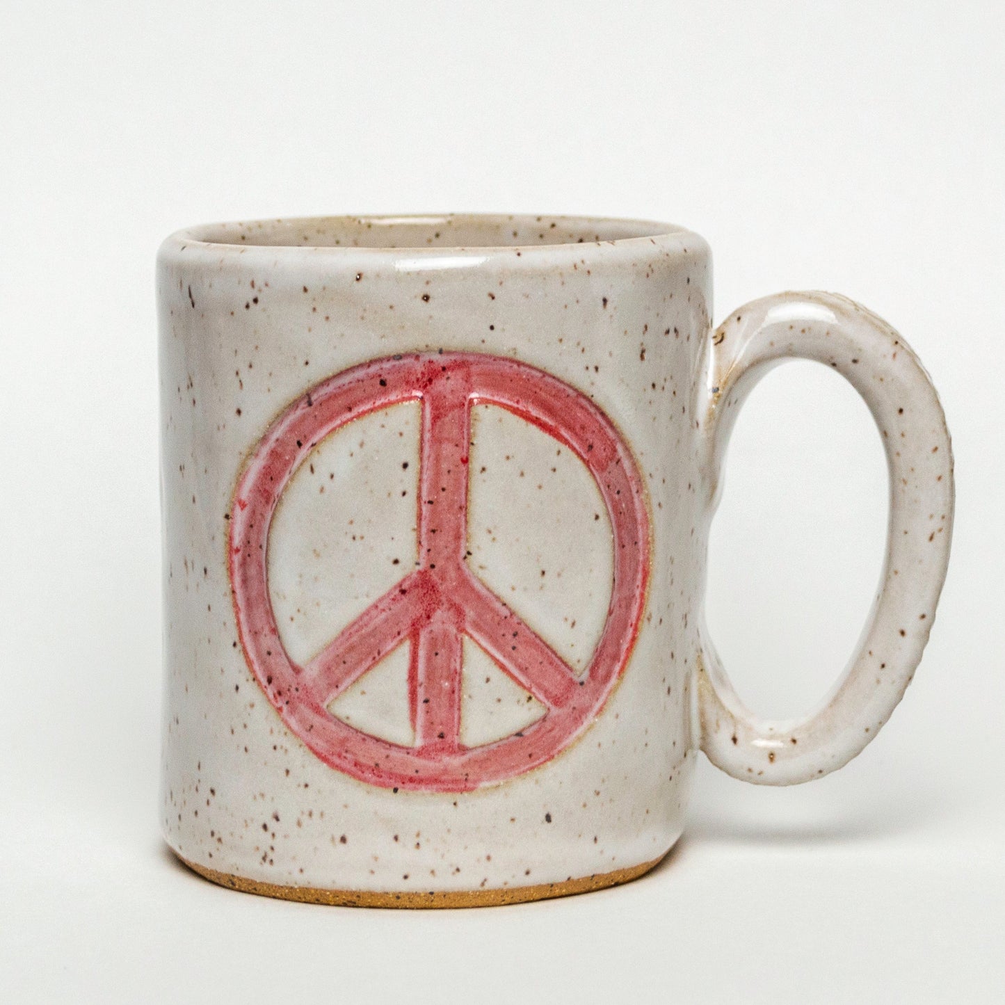 Red Peace Sign on White Stoneware 12oz Mug