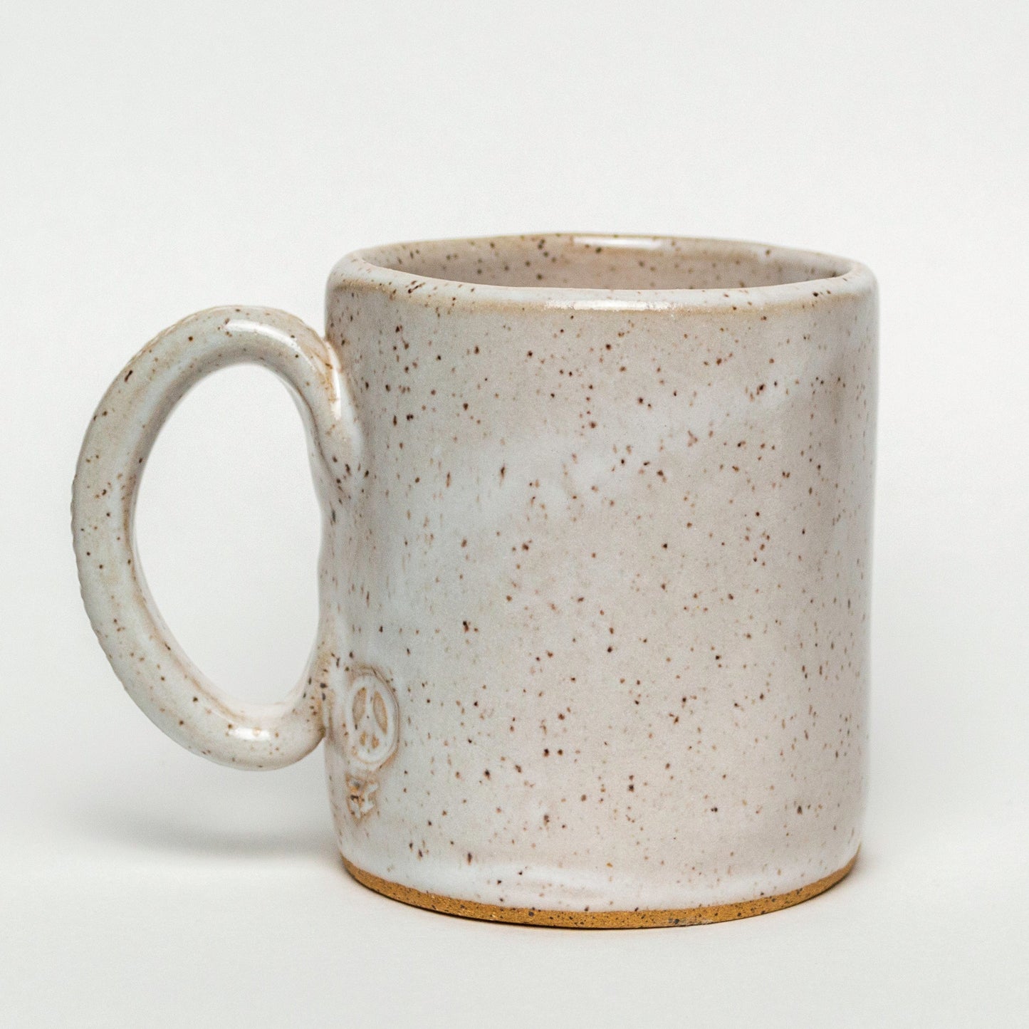 Purple Peace Sign on White Stoneware 14oz Mug