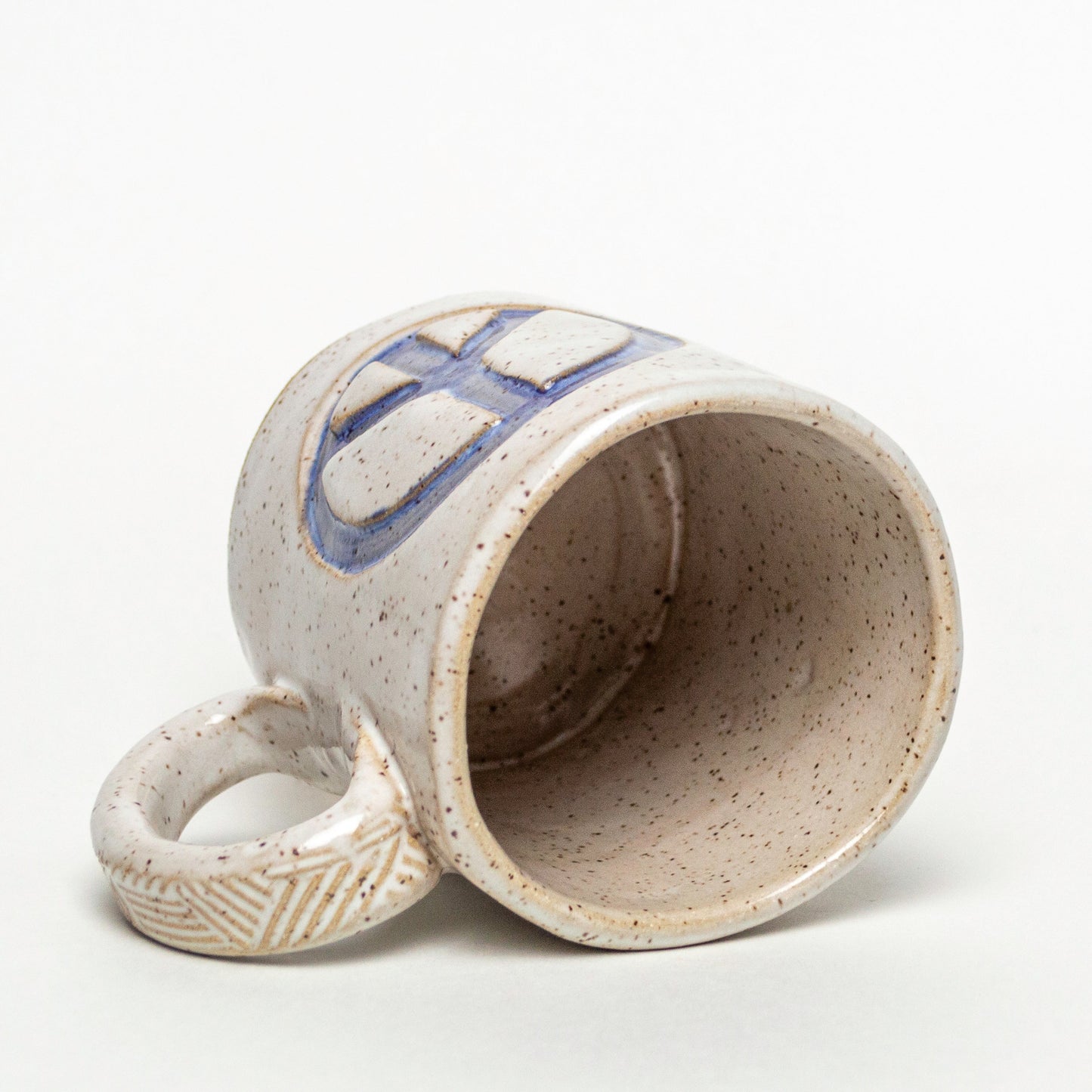 Purple Peace Sign on White Stoneware 14oz Mug