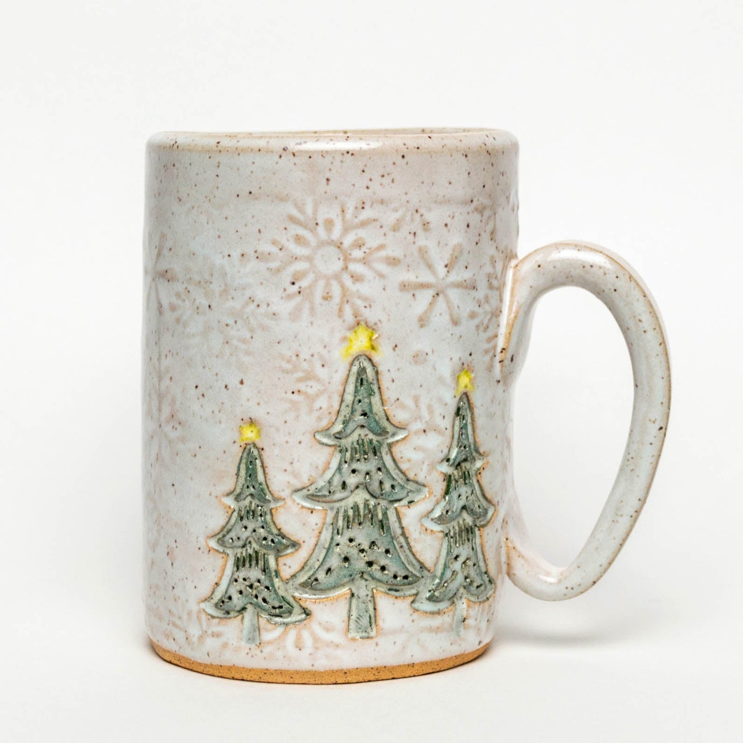 Holiday Trees on White Stoneware Mug 14oz Mug