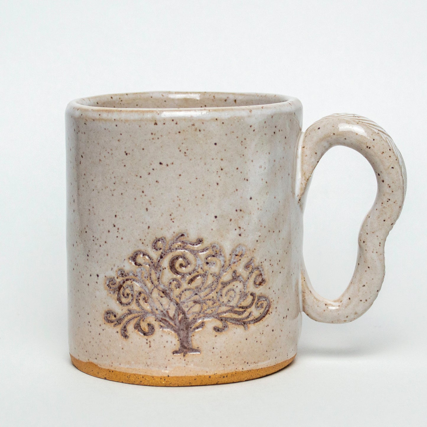 Brown Tree of Life on White Stoneware 12oz Mug