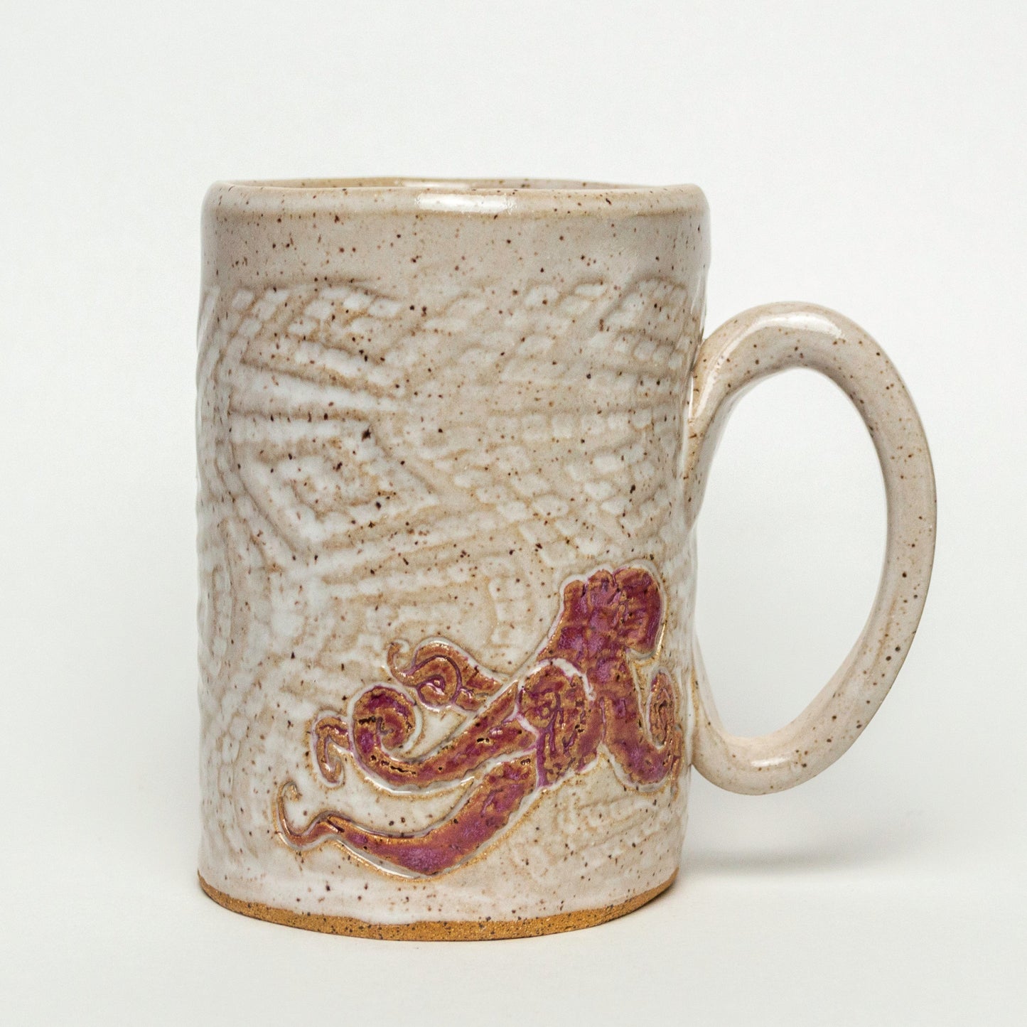 Octopus Pattern Handmade Stoneware White 14oz Mug