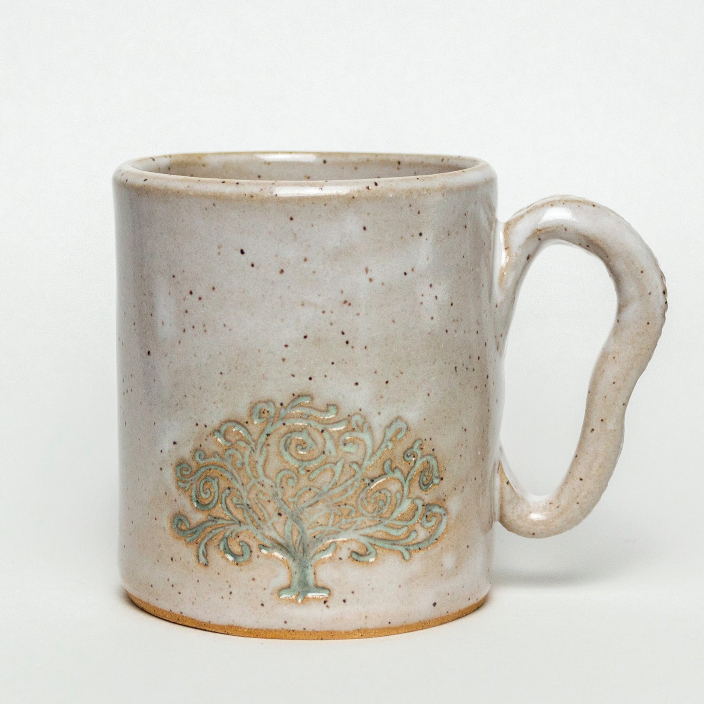 Green Tree of Life on White Stoneware 12oz Mug