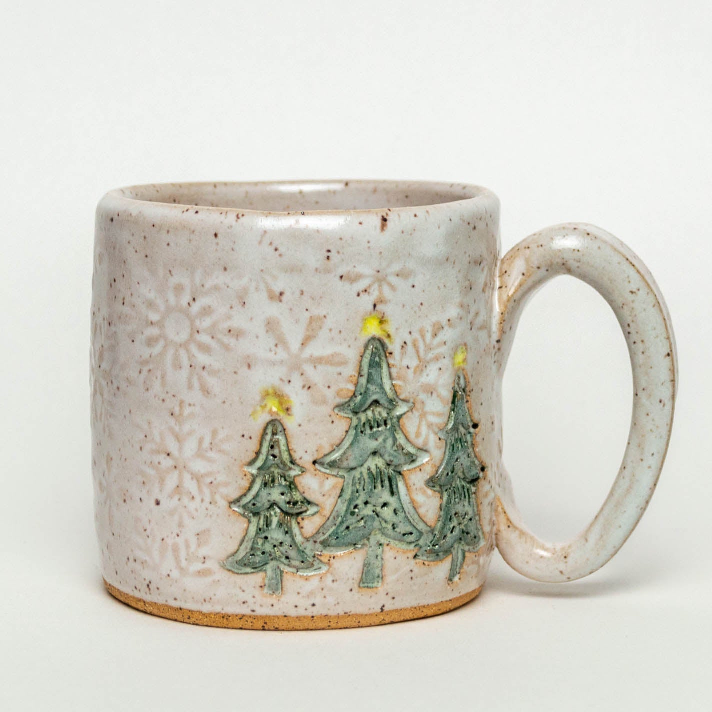 Holiday Trees on White Stoneware 10oz Mug