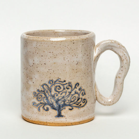 Black Tree of Life on White Stoneware 12oz Mug