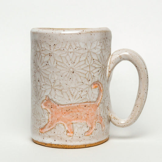 Orange Walking Cat White 14 oz Mug