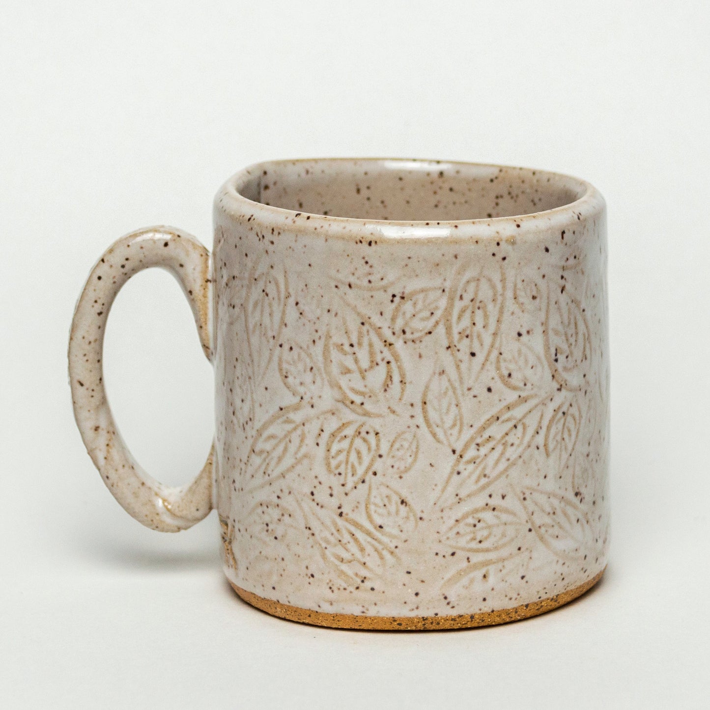 Sunflower on White Leaf Pattern Stoneware 10oz Mug