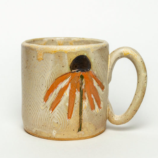 Orange Cone Flower Beige 10oz Mug