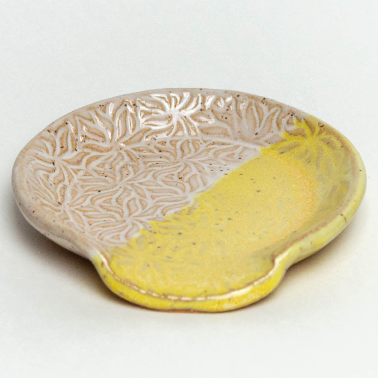 Yellow & White Frenzy Patterned Stoneware Spoon Rest