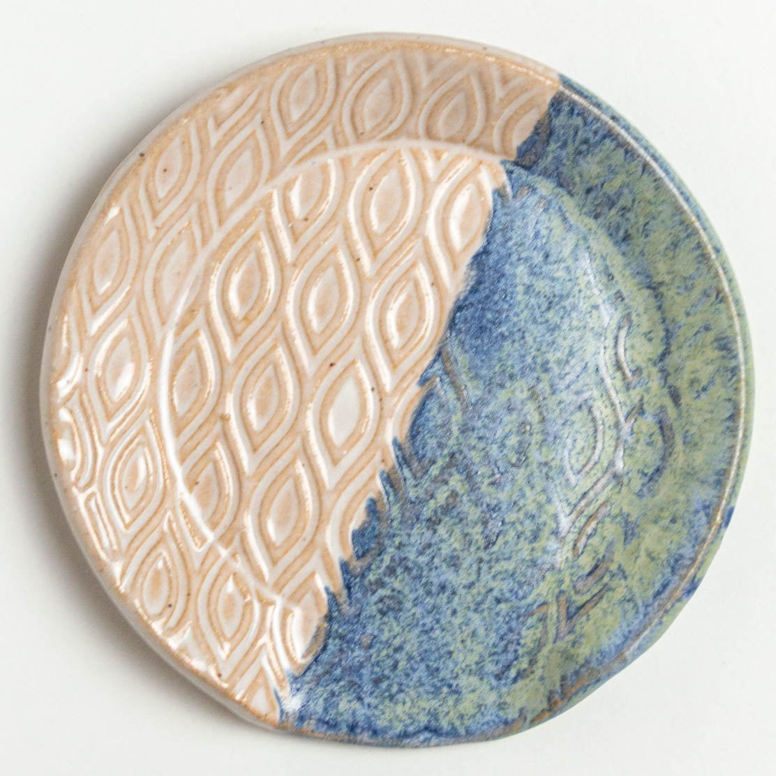 Blue & White Diamond Pattern Stoneware Spoon Rest