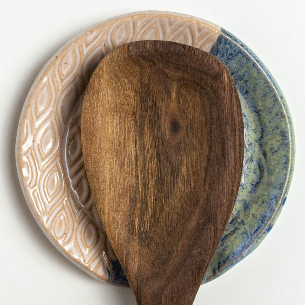 Blue & White Diamond Pattern Stoneware Spoon Rest