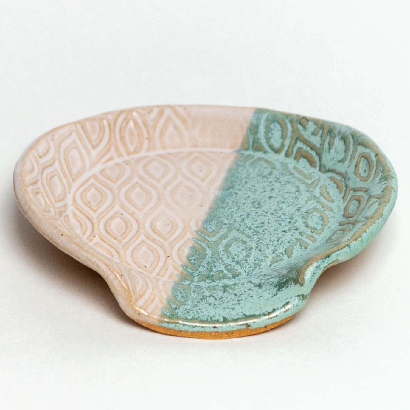 Turquoise & White Diamond Pattern Stoneware Spoon Rest
