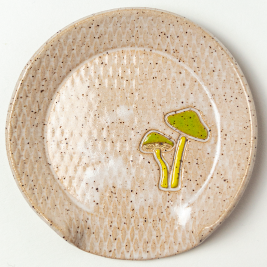 Parrot Mushroom White Stoneware Spoon Rest