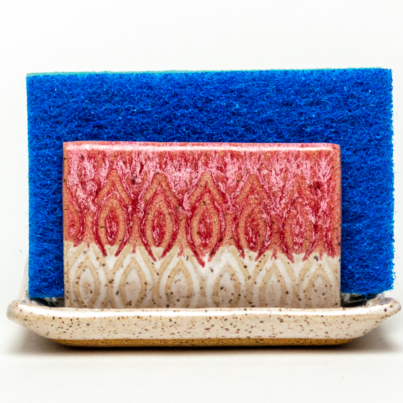 Red & White Diamond Pattern Sponge Holder