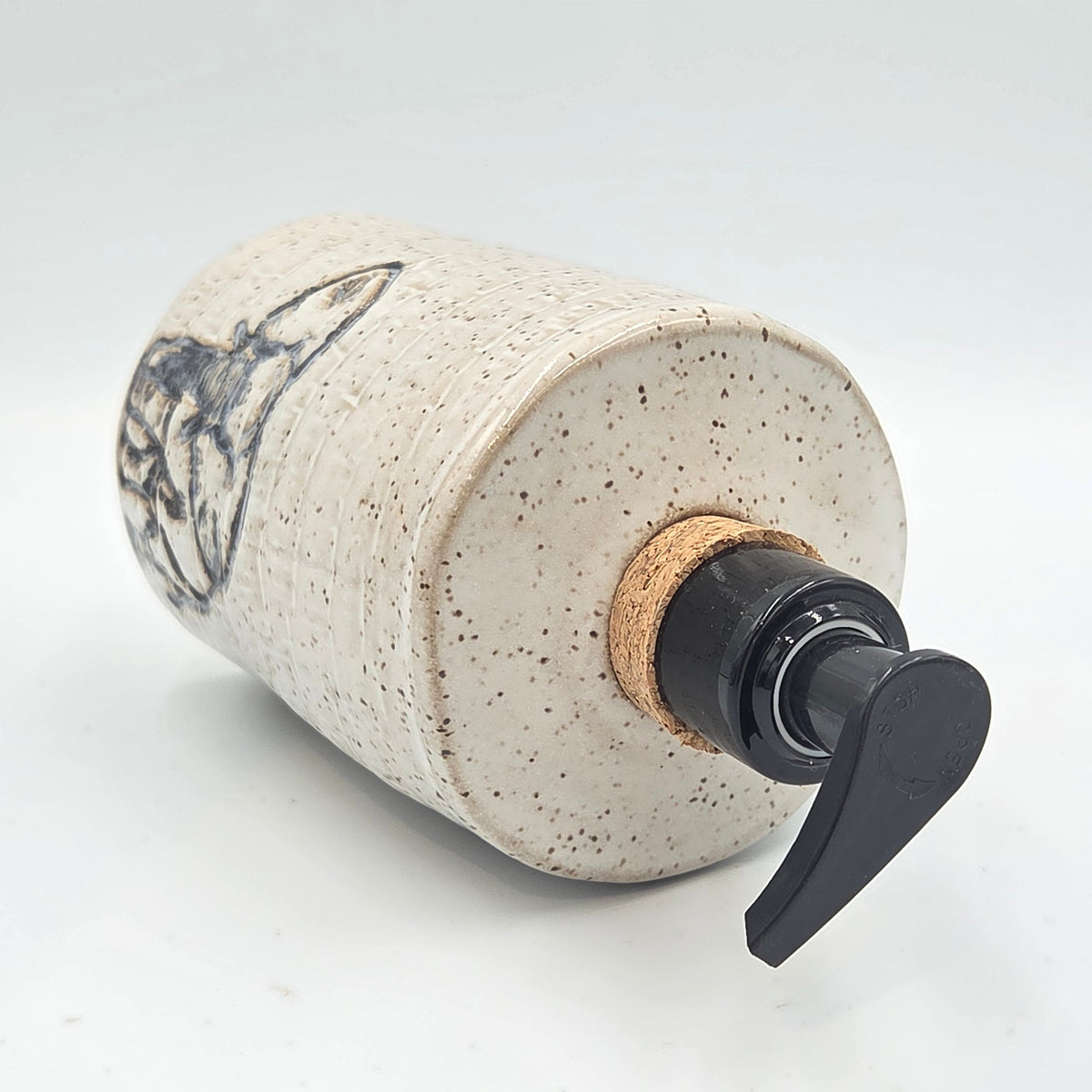 Elephant on White Stoneware Soap/Lotion Dispenser