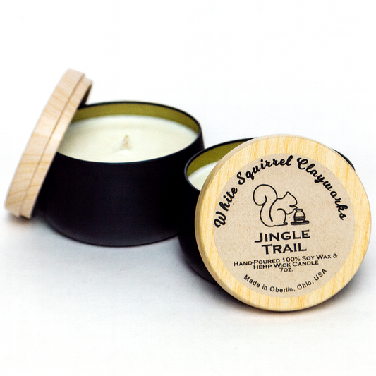 Jingle Trail - Hand-Poured Soy Candle Black Tin- 7oz