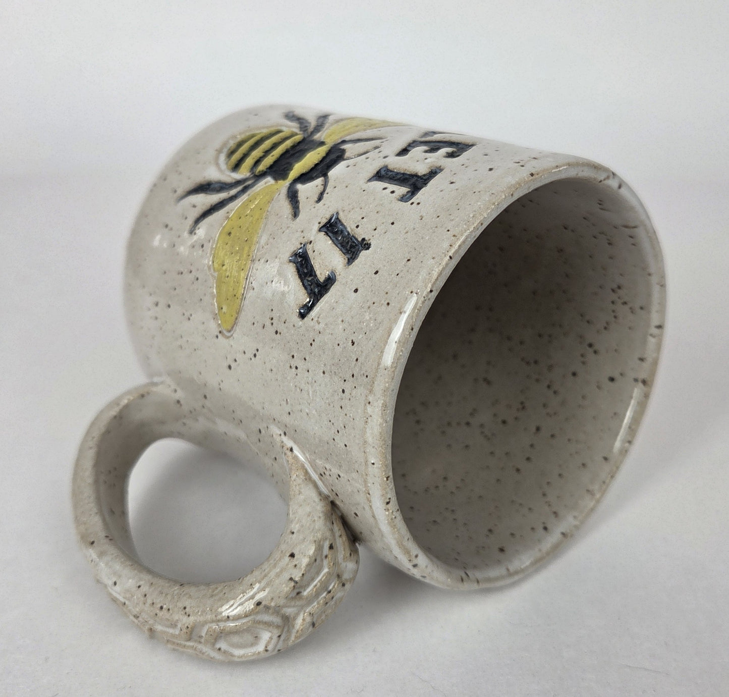 Let It Bee Pattern White Stoneware 12oz Mug