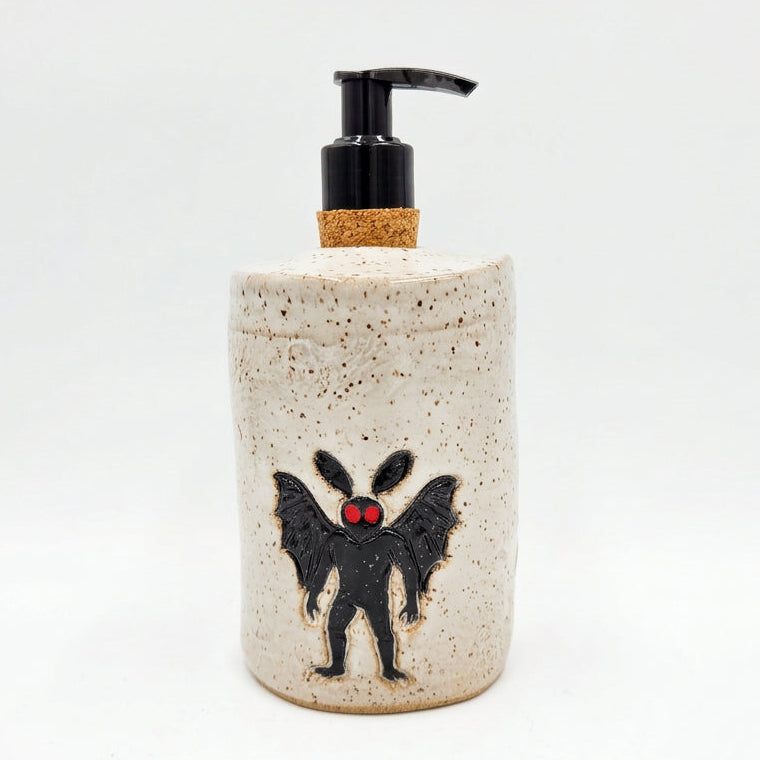 Mothman Handmade White Stoneware Soap/Lotion Dispenser