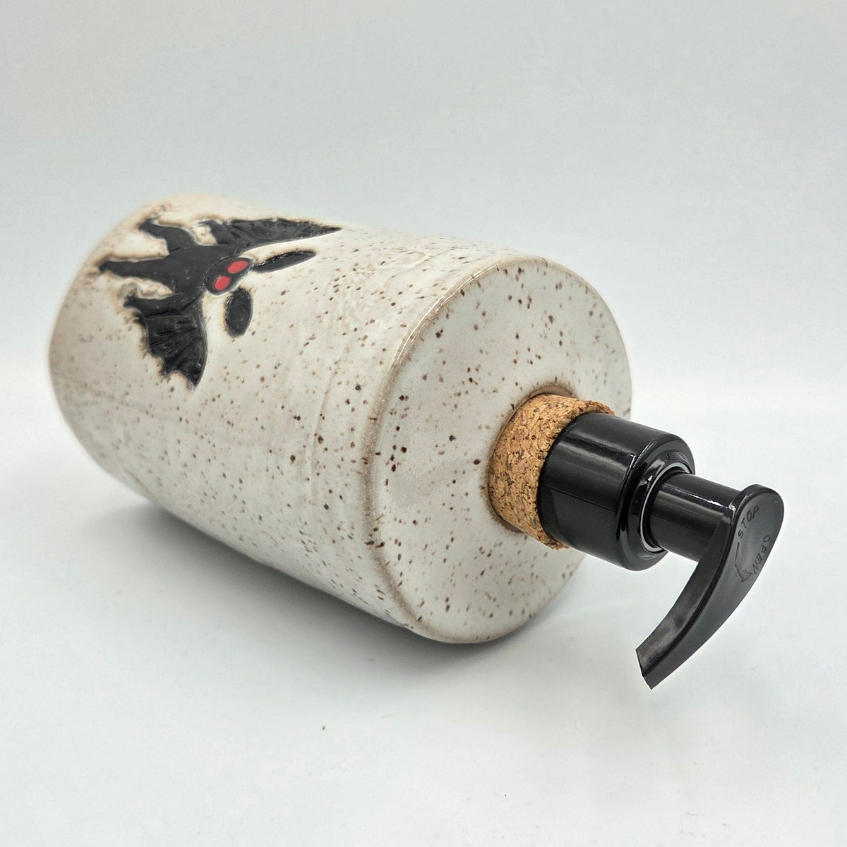 Mothman Handmade White Stoneware Soap/Lotion Dispenser