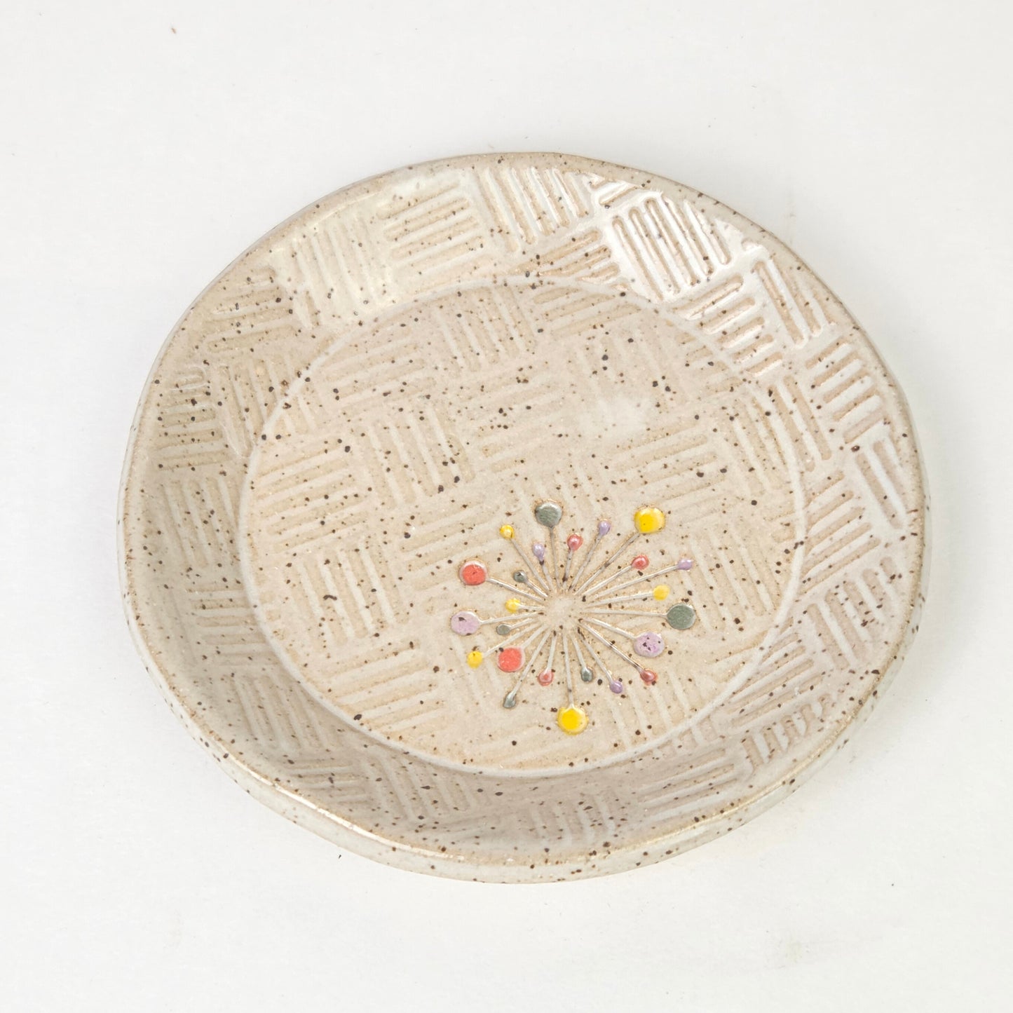Art Deco Sunburst Round Stoneware Trinket Dish