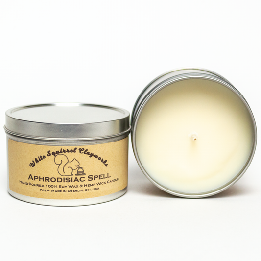 Aphrodisiac Spell Soy Candle in Silver Tin - 7oz