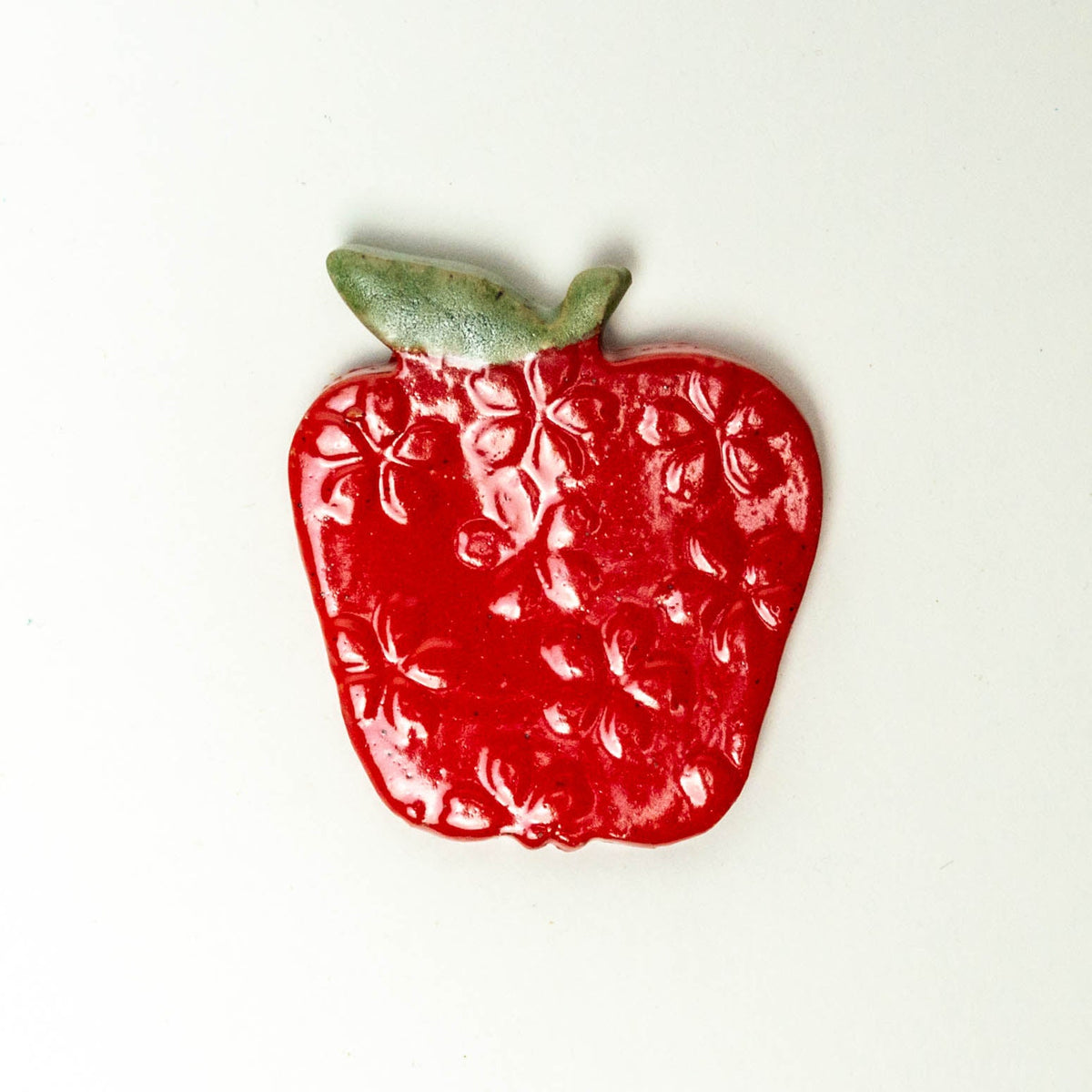 Apple Shaped Handmade in Ohio Stoneware Ceramic Magnet