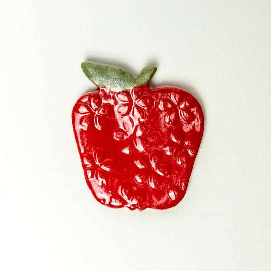 Apple Shaped Handmade in Ohio Stoneware Ceramic Magnet