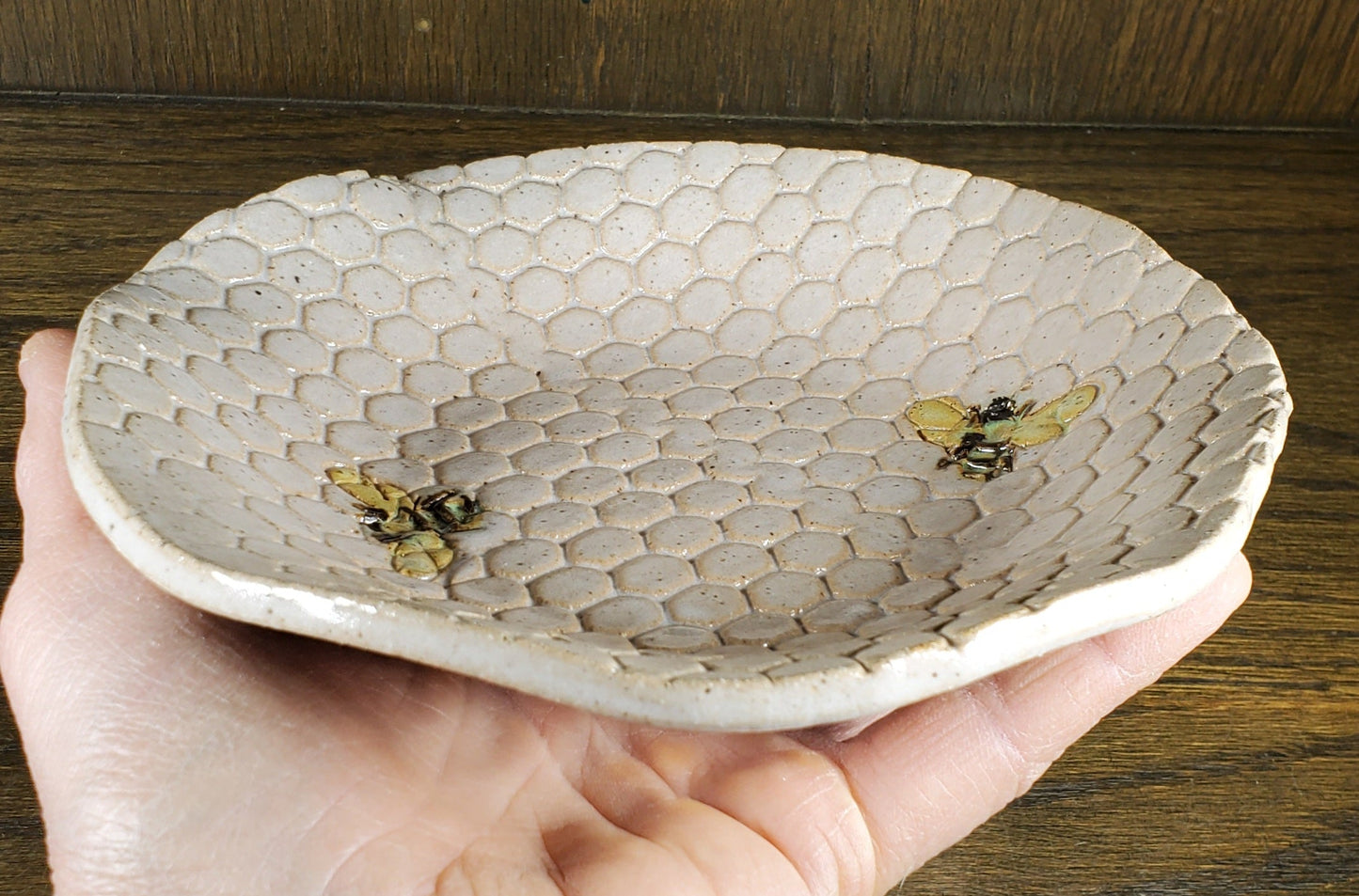 Bee Pattern White Organic Shape Bowl