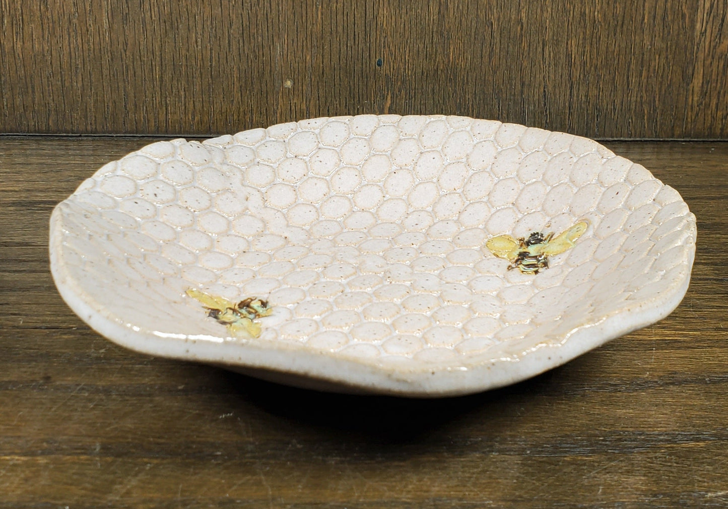 Bee Pattern White Organic Shape Bowl