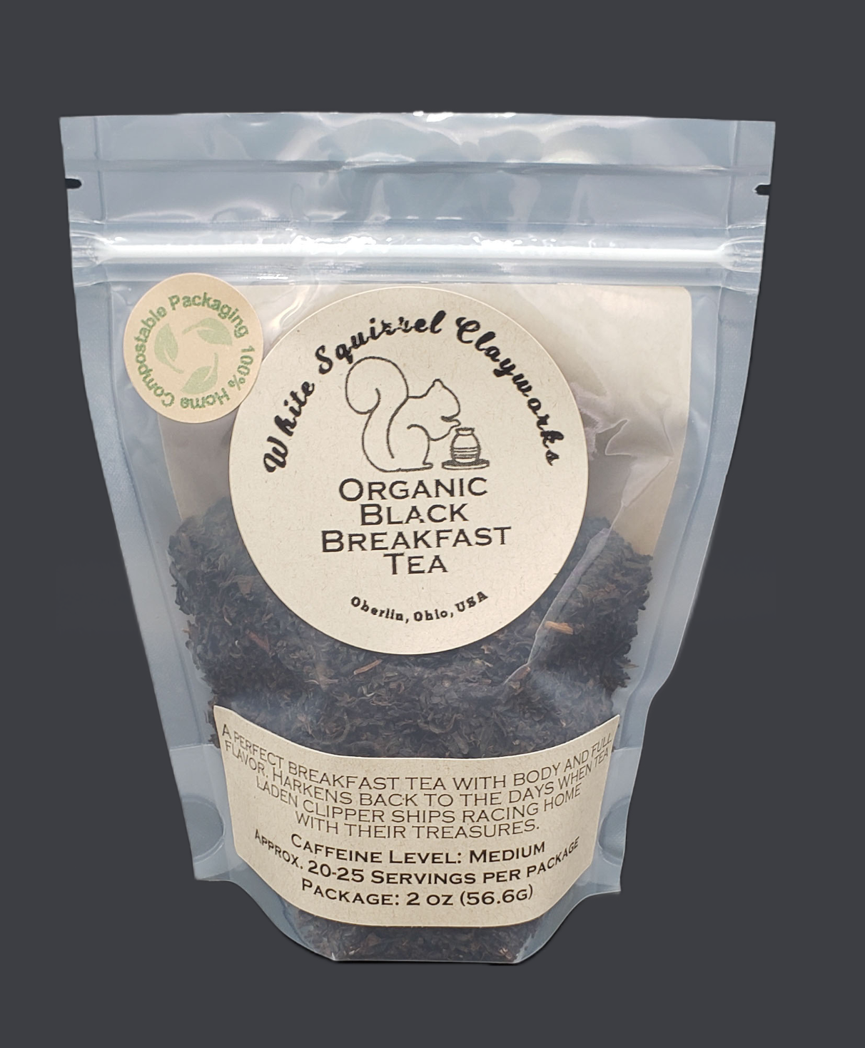 Organic Black Breakfast Tea - 2oz - Home Compostable Packaging