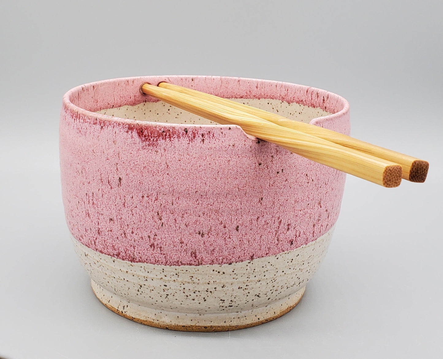 Red & White Hand Thrown Stoneware Rice/Noodle  Bowl