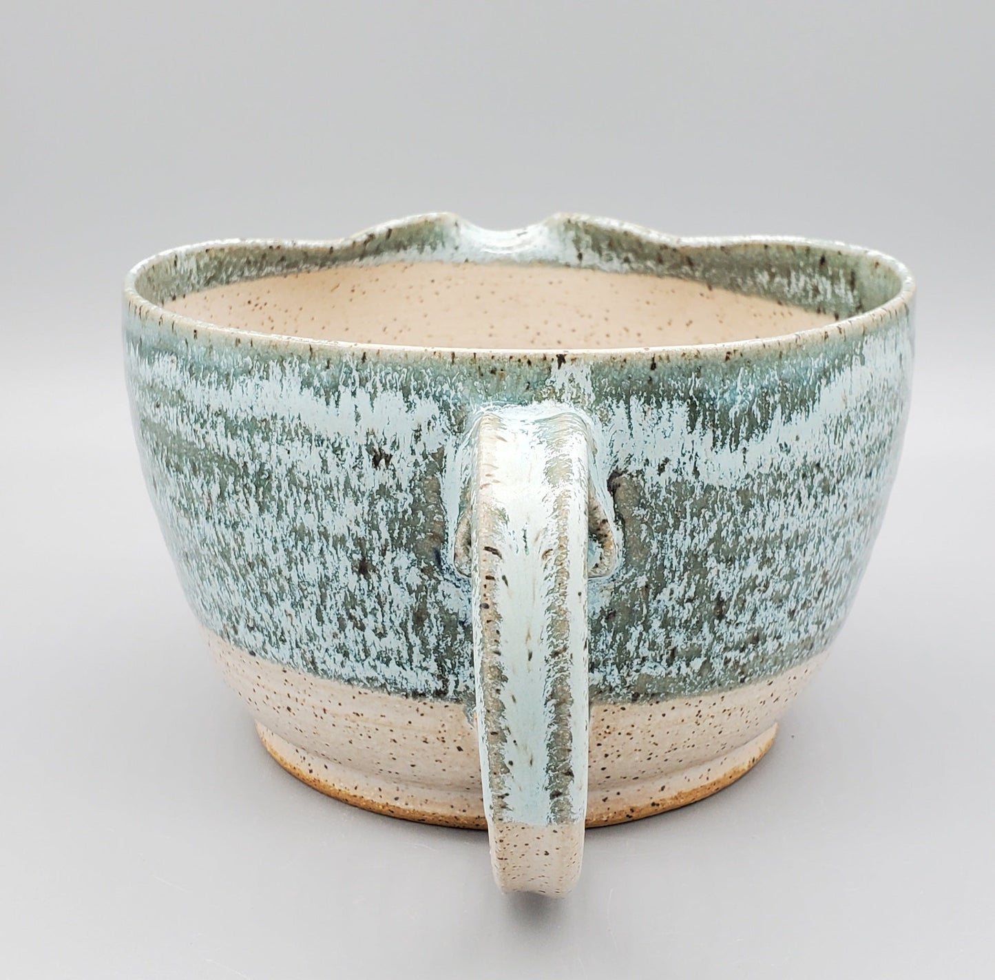 Turquoise & White Hand-thrown Batter Bowl with Spout