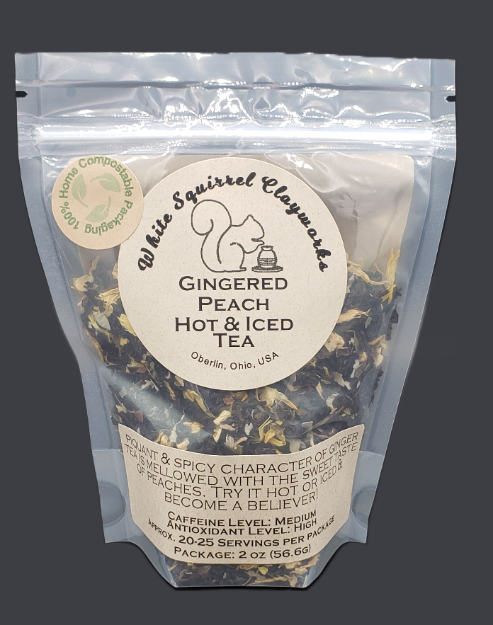Gingered Peach Hot & Iced Herbal Tea - 2oz - Home Compostable Packaging