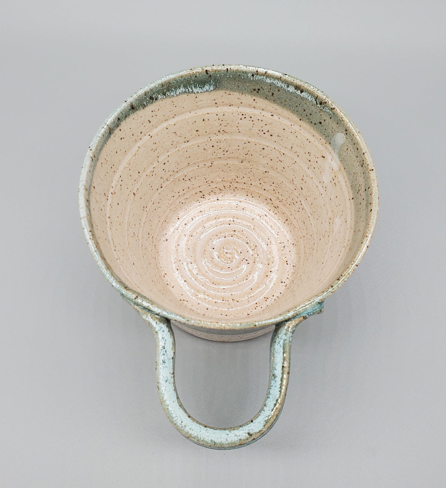 Turquoise & White Hand-Thrown Stoneware Shave Bowl w/ Brush