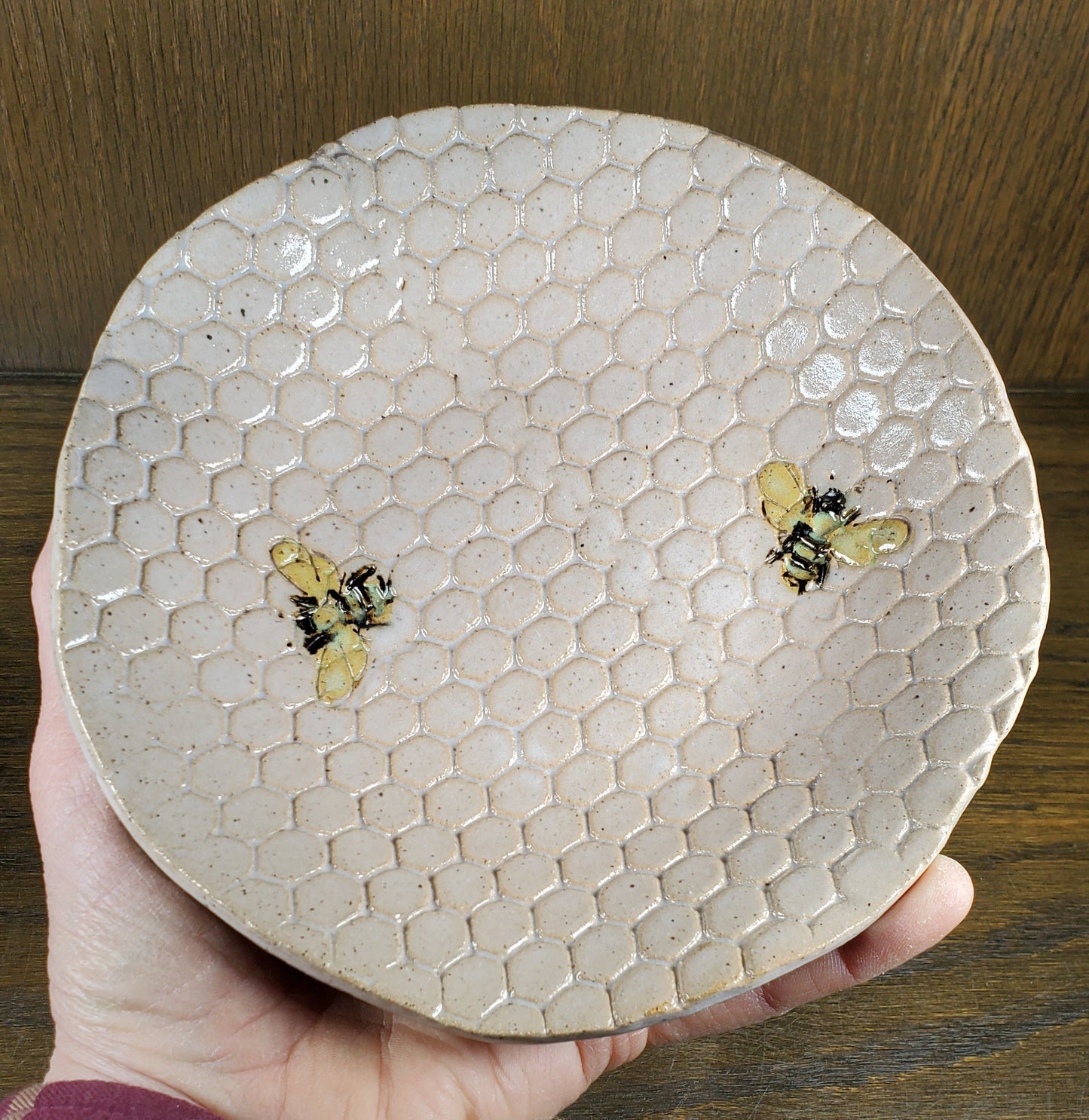 Bee Pattern White Organic Shape Bowl