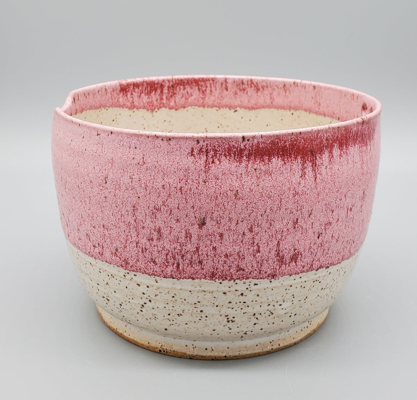 Red & White Hand Thrown Stoneware Rice/Noodle  Bowl