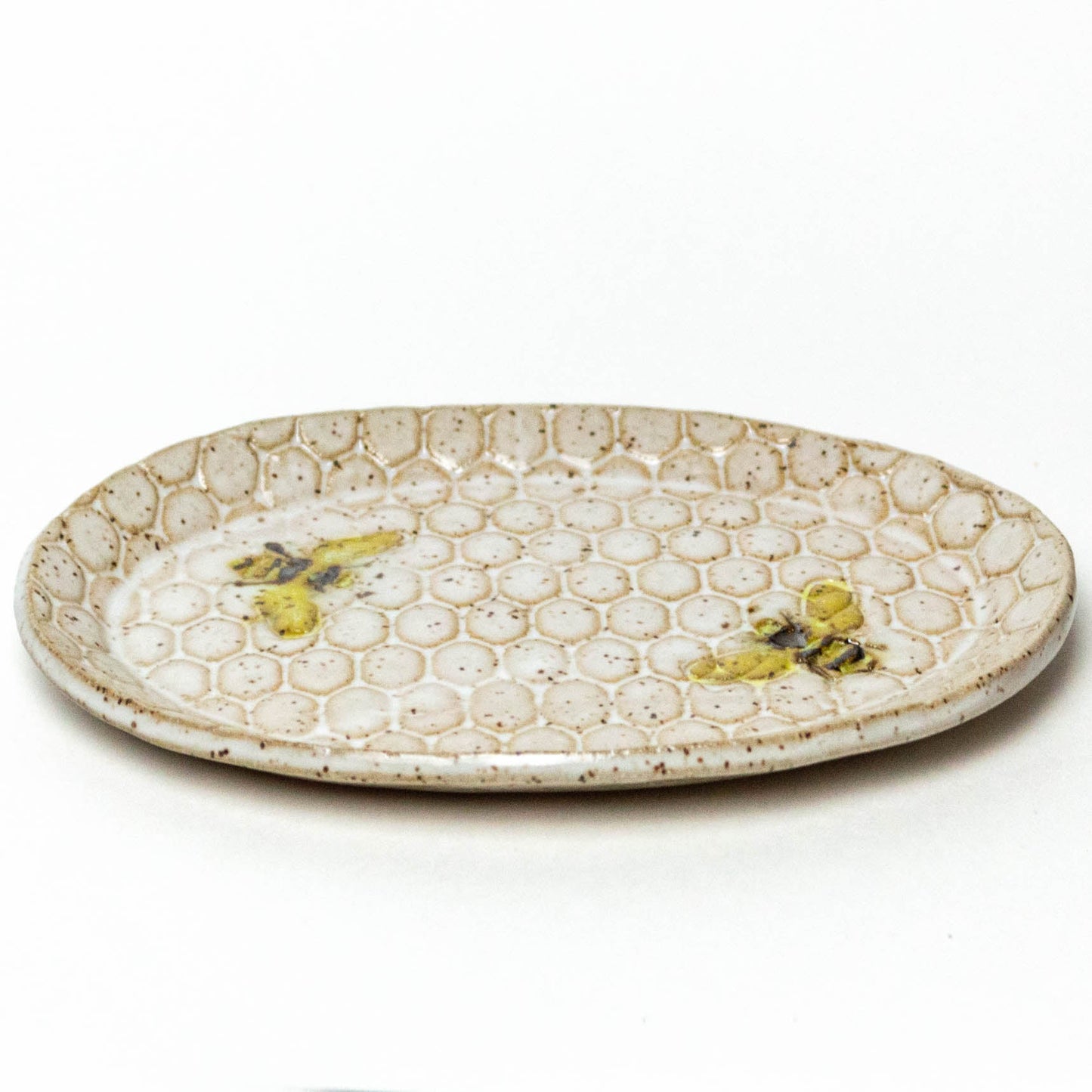 Bee Pattern White Oval Trinket Dish
