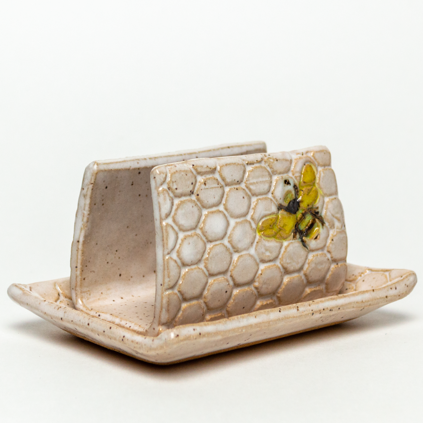 Bee Pattern White Sponge Holder