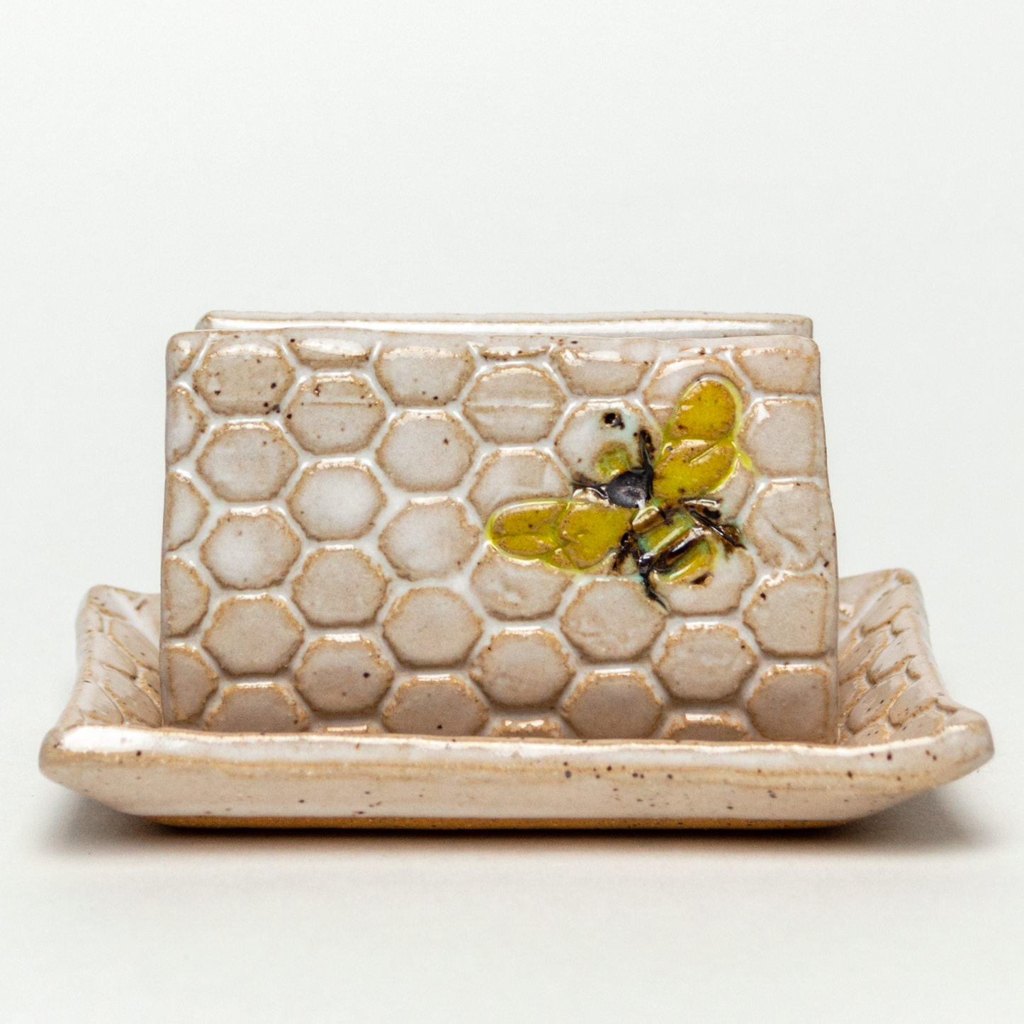 Bee Pattern White Sponge Holder