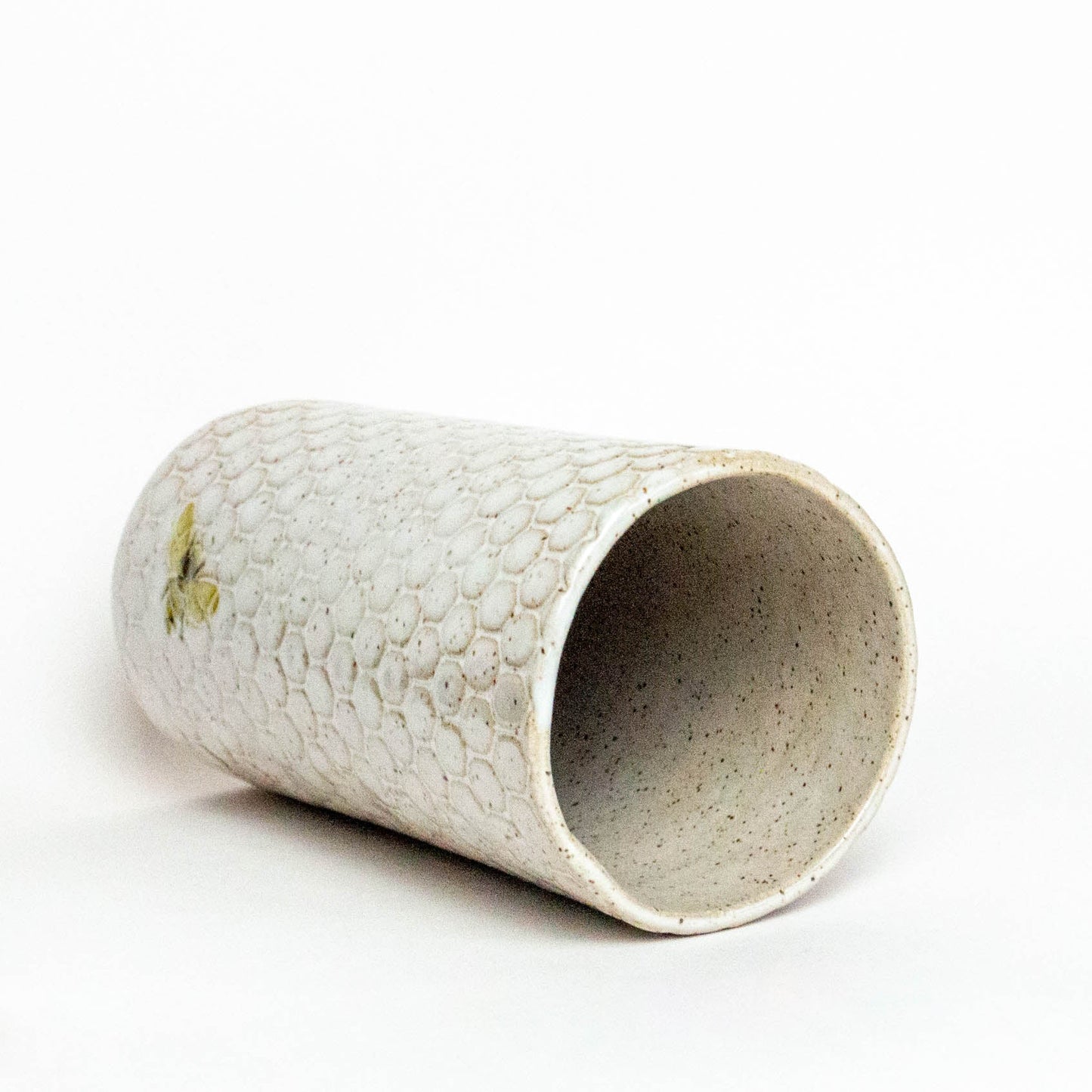 Bee Pattern Honeycomb White Vase