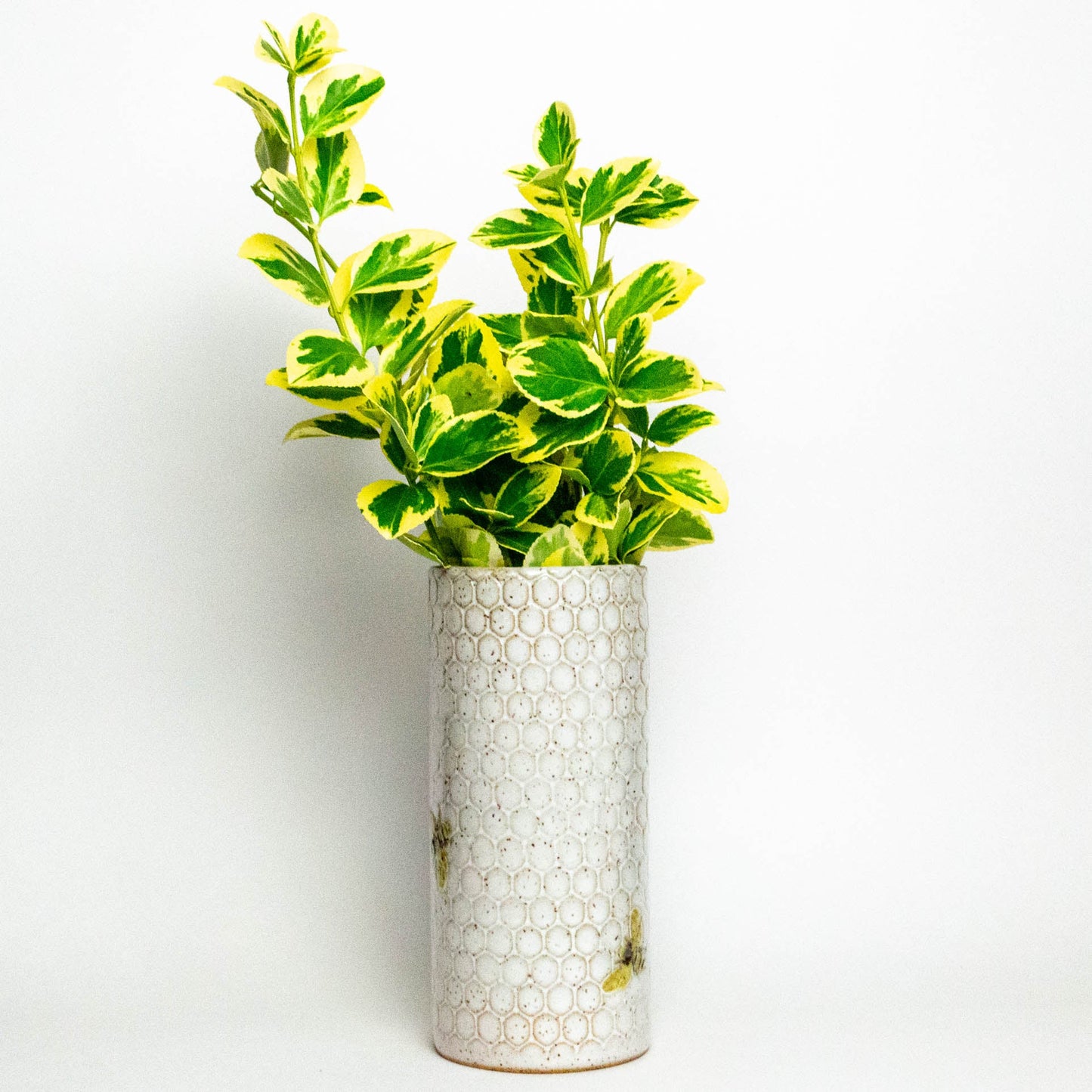 Bee Pattern Honeycomb White Vase