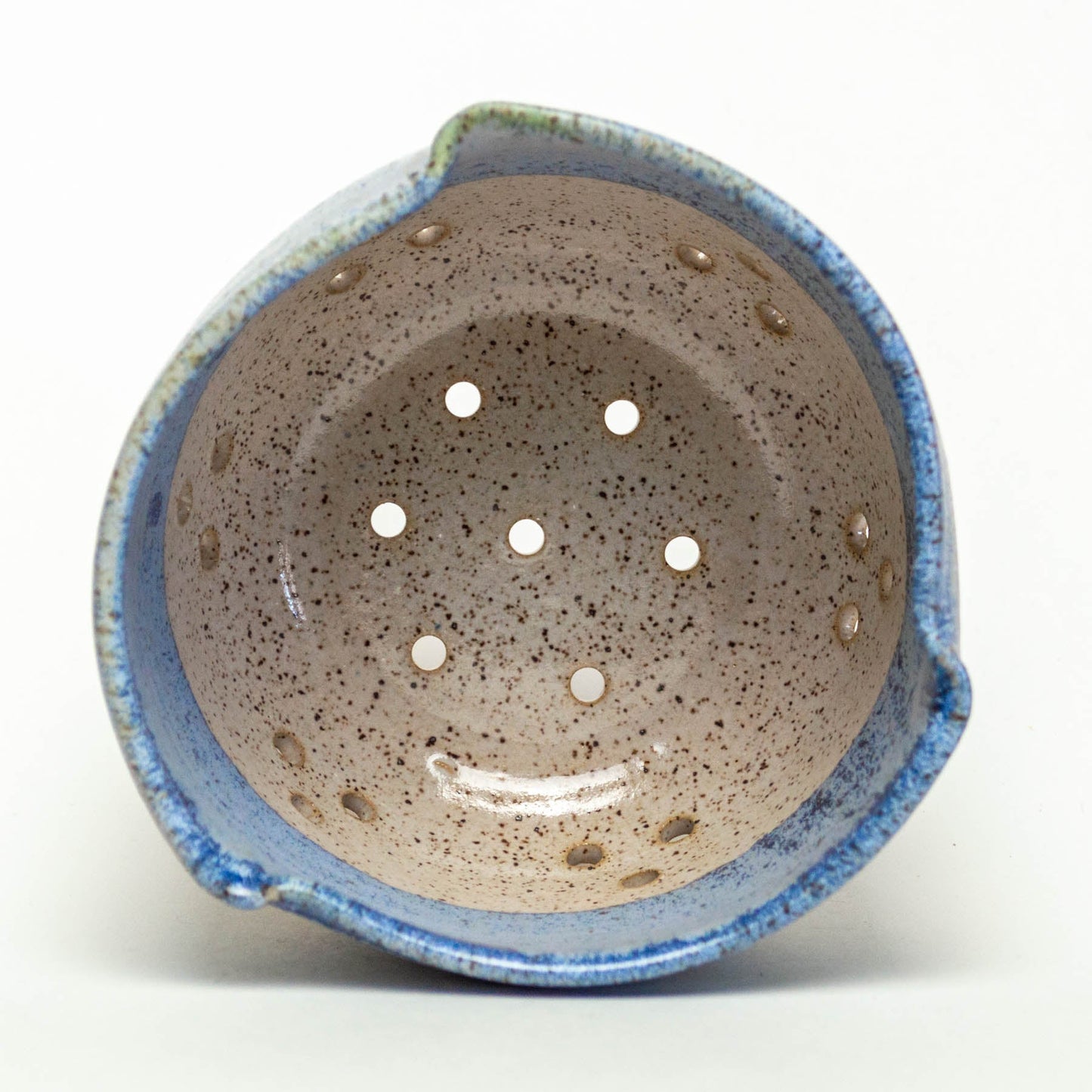 Blue Wash Hand Thrown Stoneware Berry Bowl & Saucer
