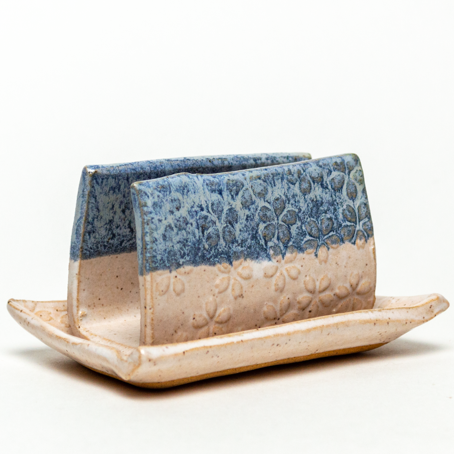 Blue & White Flower Pattern Stoneware Sponge Holder